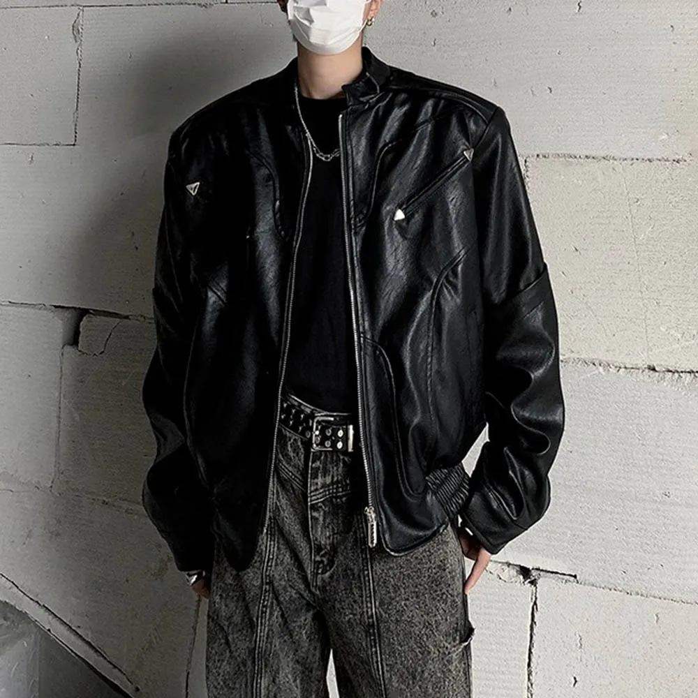 

Autumn New Men's Long-Sleeved Pu Leather Jacket American Retro Fashion Trend High Street Casual Loose Niche Men's Tops 2025