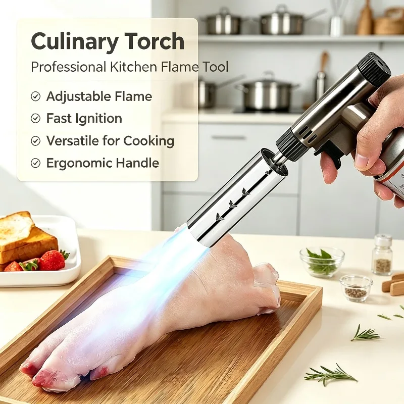 Large Caliber Welding Gas Torch Nozzle Flame Gun Outdoor Camping Flamethrower Kitchen Butane Lighter Burner Welding Equipment