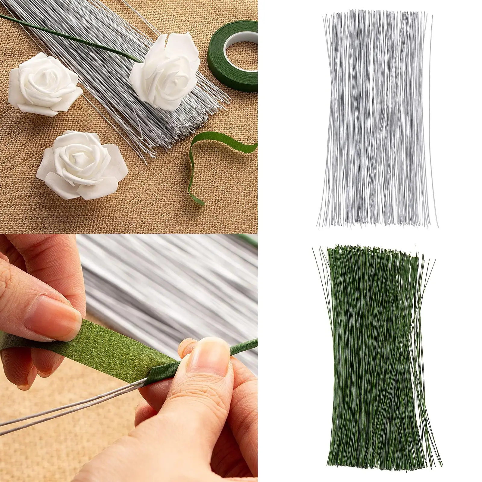 200x Flower Wire Paper Wrapped 24 Gauge DIY Artificial Plant Stem Decor