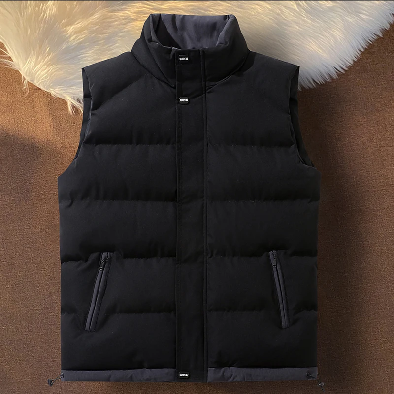 

Male Stand Up Collar Thick Vest Men Winter Warm Vest Coat Zipper Vests Men Warm Sleeveless Jacket Fashion New Brand Men Vest