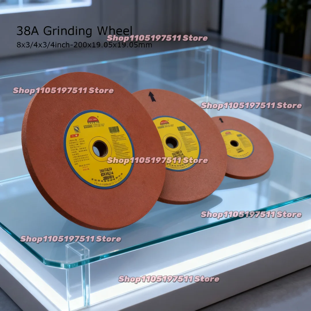 8*3/4*3/4inch 38A White Corundum+iron Oxide Flat Grinding Wheel 200*19.05*19.05 for Carbon Steel High-speed Steel Sharpening