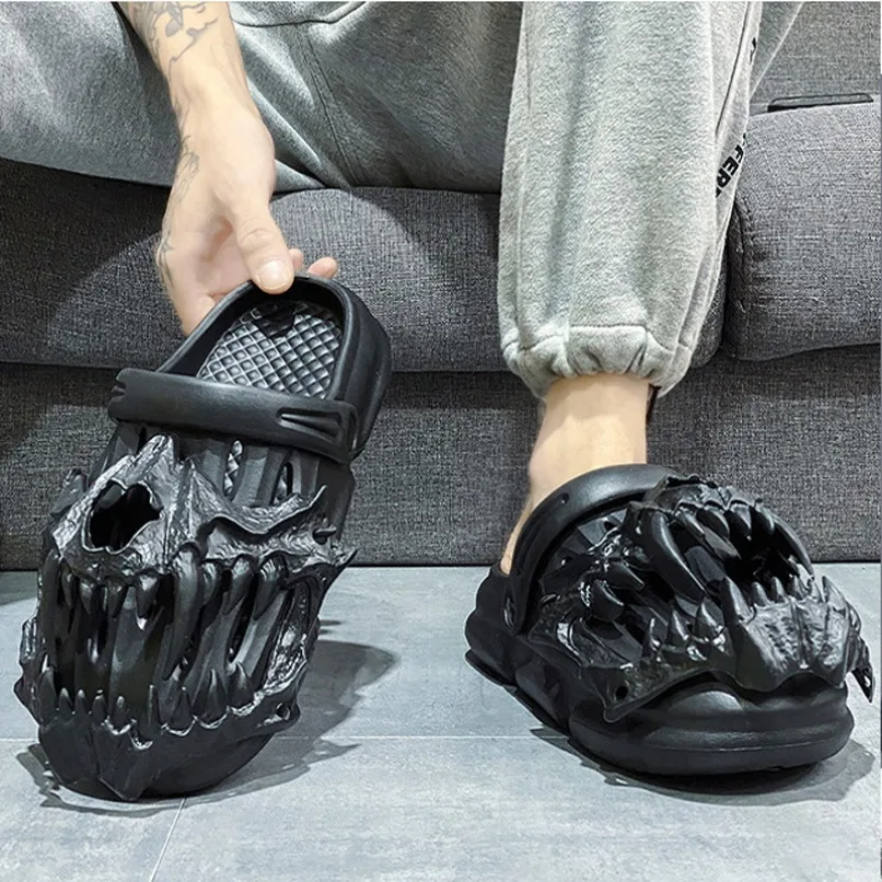 Women Slippers Cloud Y2k House Summer Soft Sandal Skull Flip Flops Men Male Demon Thick Flat Platform Non Slip Home Slides Men