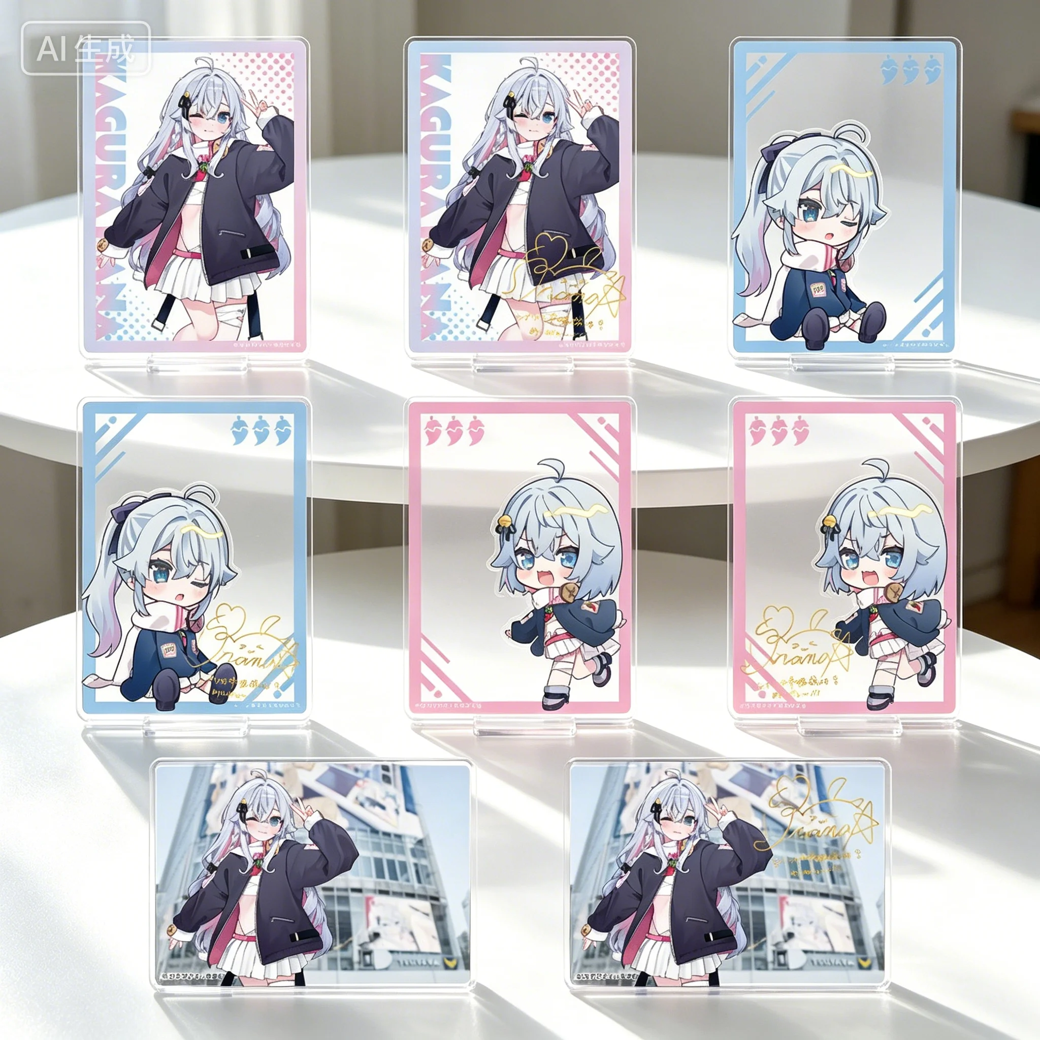VTuber Kagura Nana rectangle Acrylic Figure Stand Model Plate Keychains Desktop Ornament Festivals Gifts