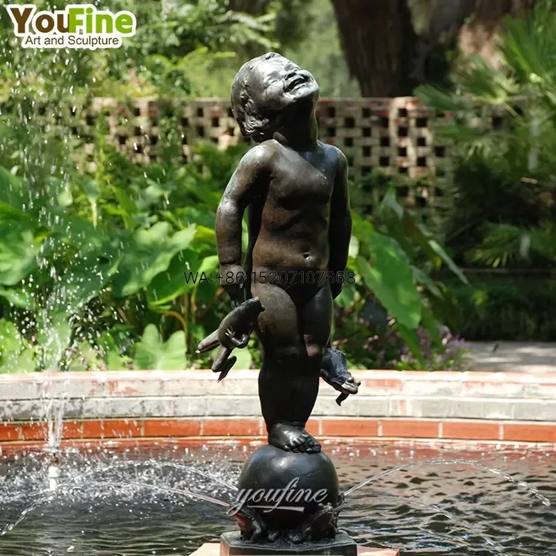 Wmwmnu Life Size Outdoor Metal Naked Kid Statue Bronze Nude Boy Water Fountain Sculpture