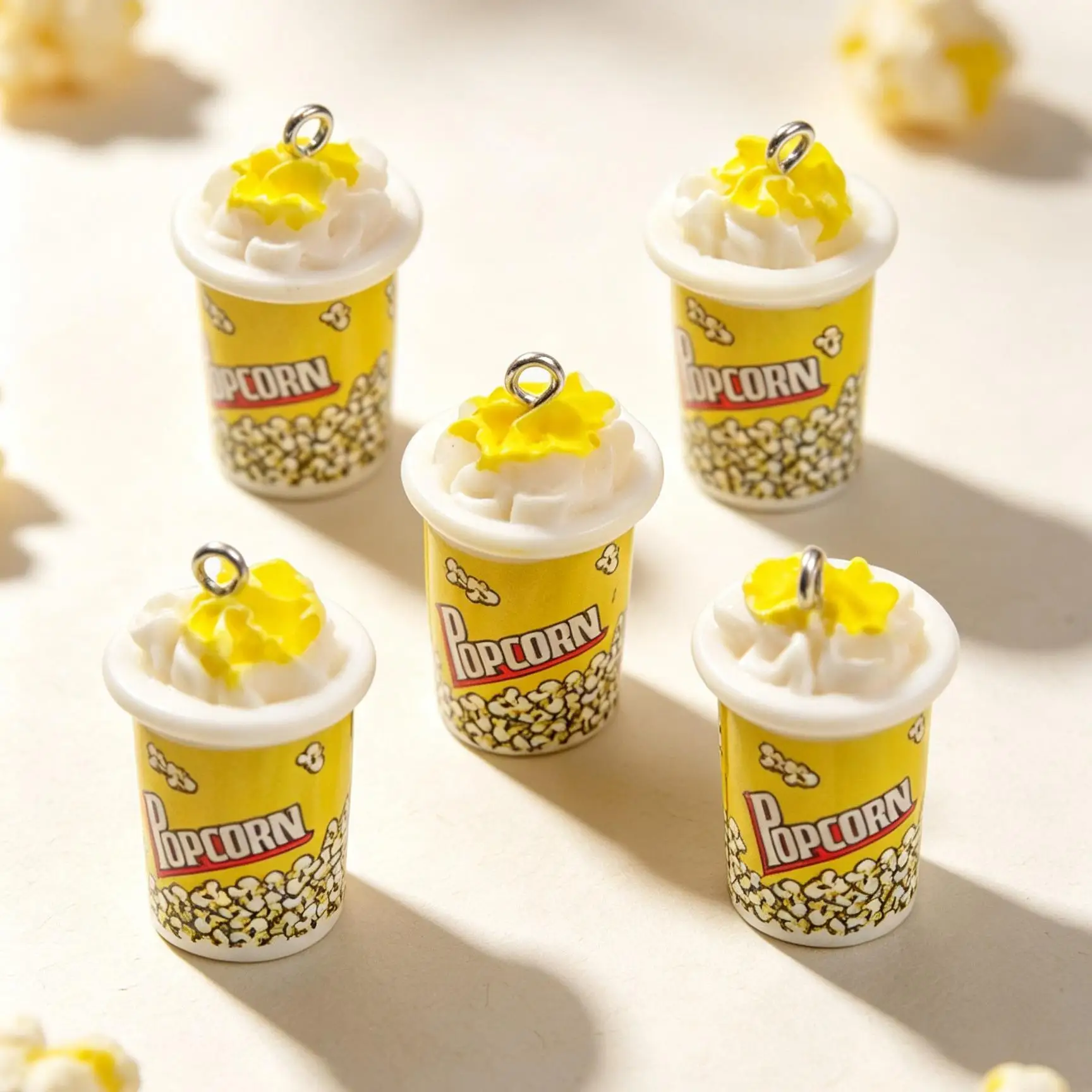 10PCS Fake Popcorn Bucket Resin Charms, DIY Jewelry Making Pendants for Bracelet Necklace Keychain Crafts