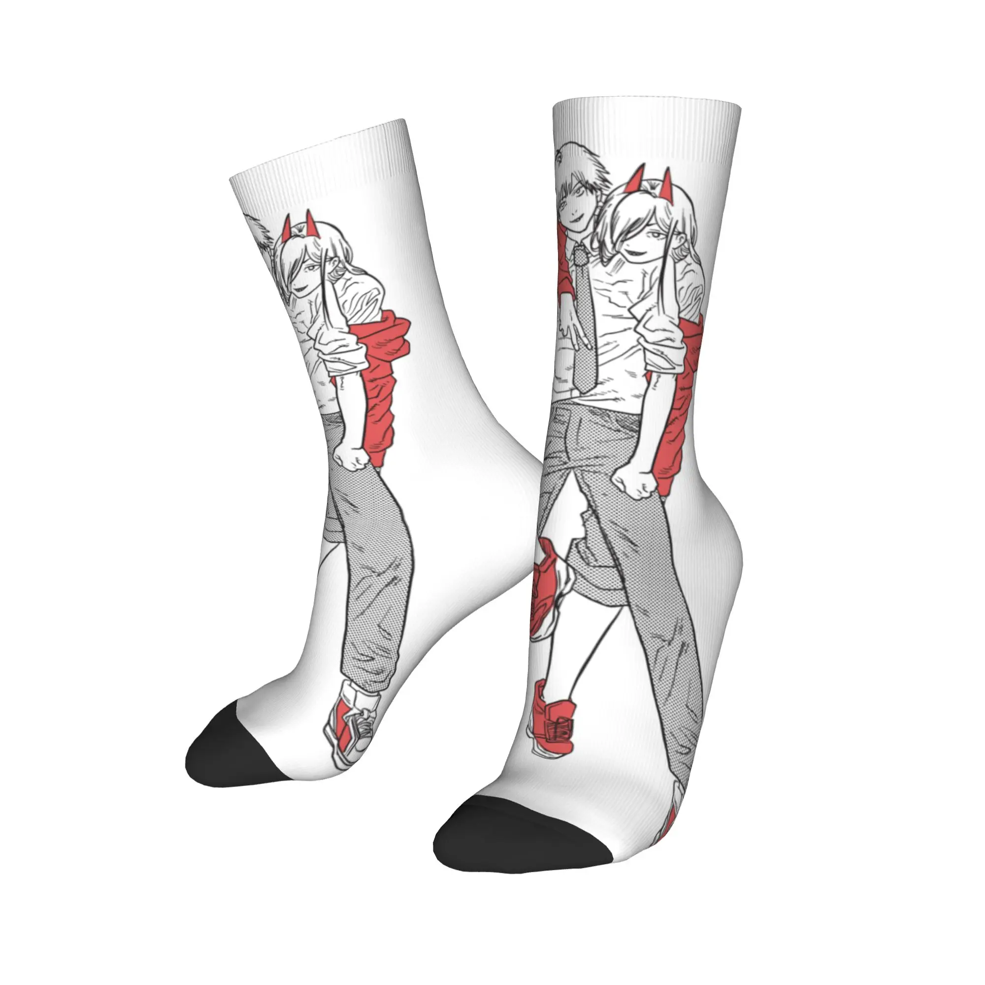Winter Warm Funny Unisex Chainsaw Man Denji and Power Socks Anime Manga Breathable Basketball Socks