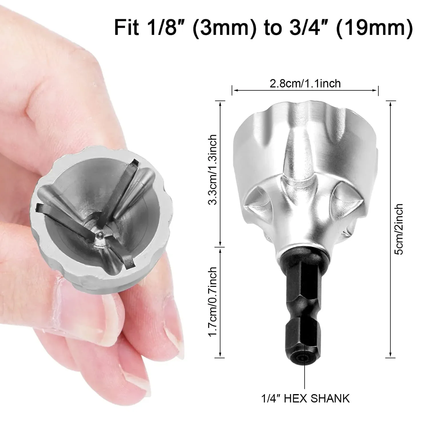 3-19mm Bolt Deburring Tool Deburring External Chamfer Tool Fits for 1/8