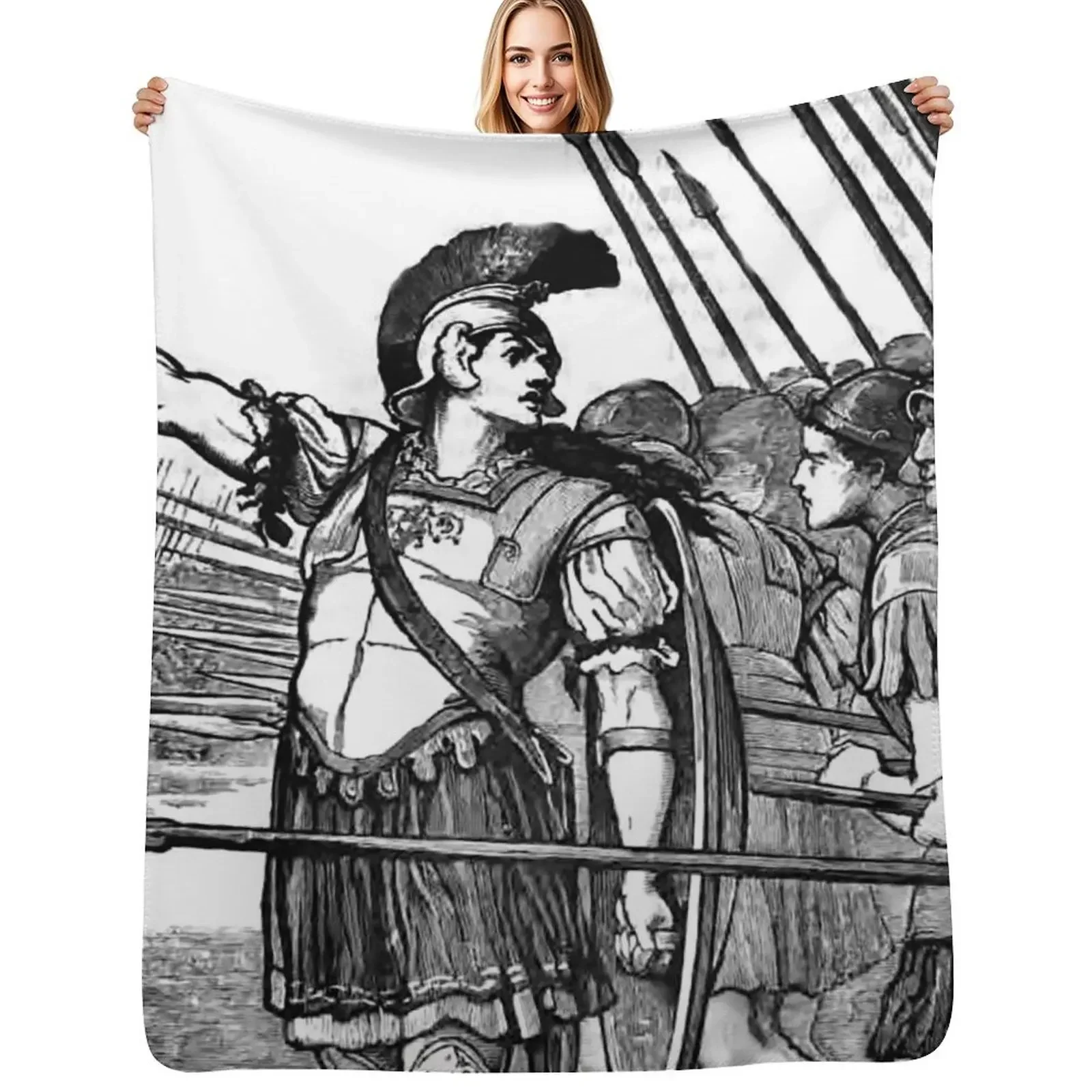 

Pelopidas at the battle of Leuktra Ancient Greece Throw Blanket blankets ands Plush Custom Blanket