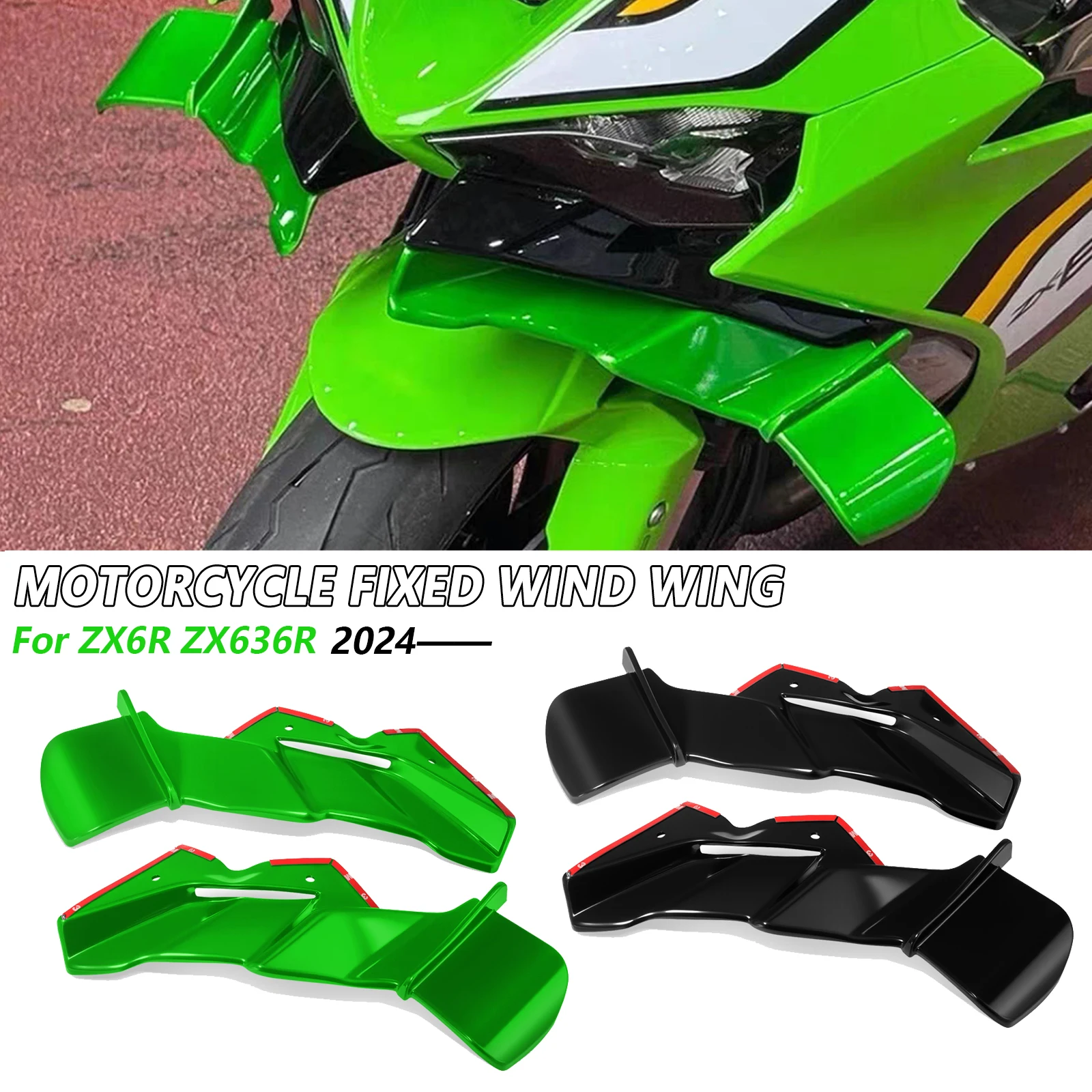 For Front Lip Fairing Small Wing ZX-6R ZX6R zx-6r ZX636R 2025 2024Motorcycle Front Winglet Spoiler Wing Modification Accessories