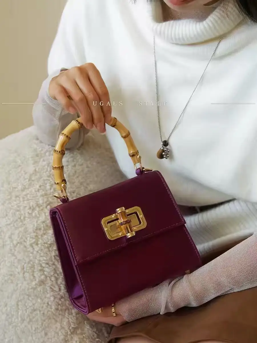 

Fashion Bamboo Handheld Women Handbag Luxury Satin High Quality Clutch Purse Wedding Party Banquet Bag Shoulder Crossbody Bag