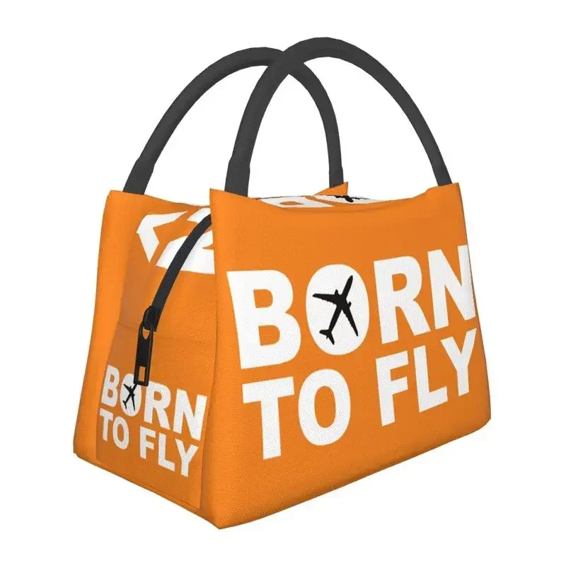 

Born To Fly Flight Pilot Thermal Insulated Lunch Bags Aviation Airplane Lunch Container for Outdoor Camping Travel Meal Food Box