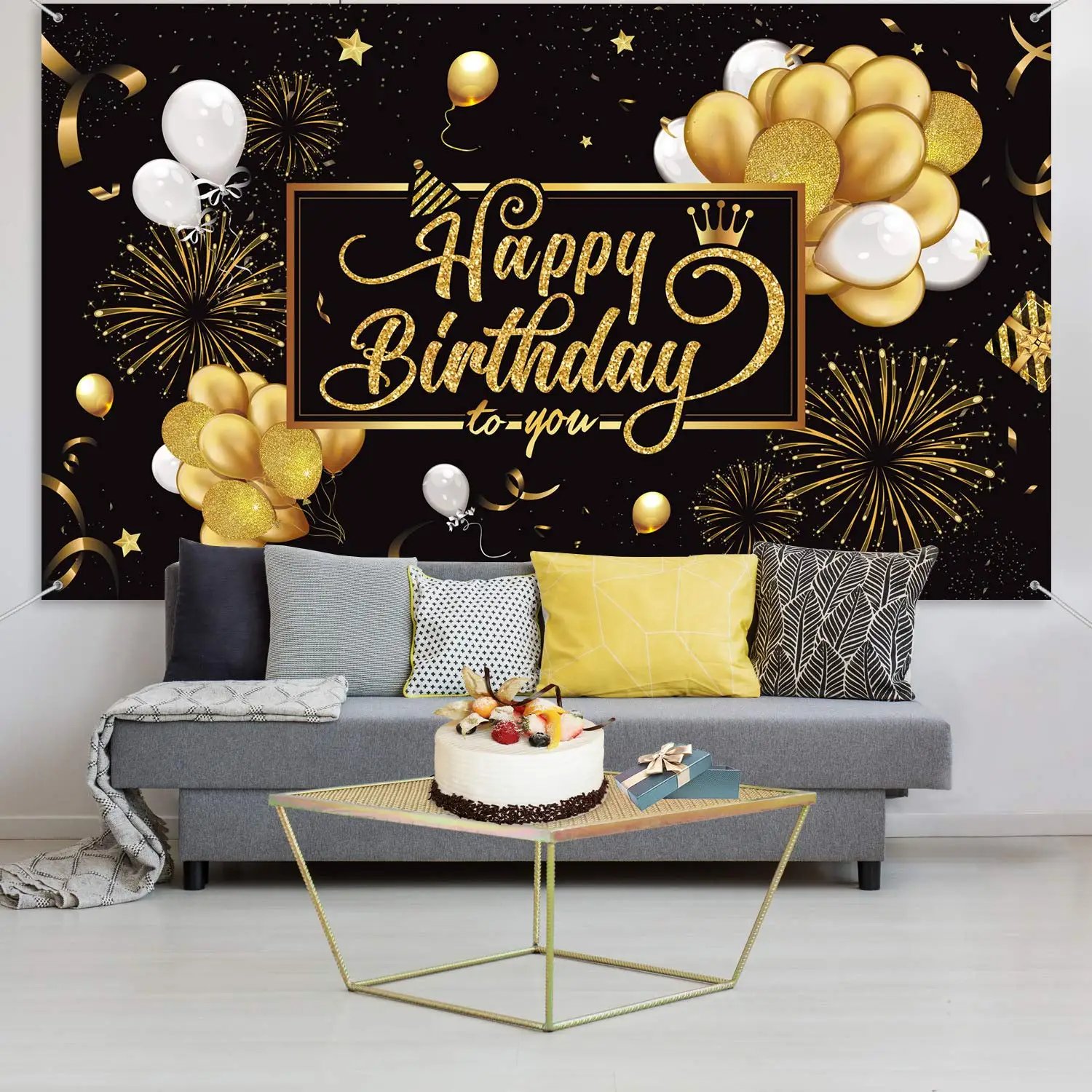 180x110cm Happy Birthday Banner Sign Birthday Photo Backdrop Background For Birthday Party Decoration Supplies