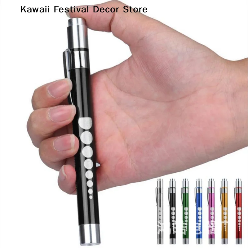 【K】1pcs Portable LED Flashlight Work Light First Aid Pen Light Torch Lamp Pupil Gauge Measurement  Pen Light