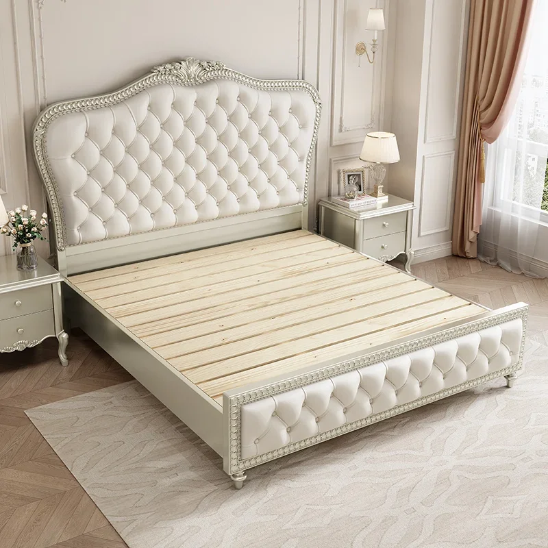 سرير فاخر إسكندنافي جمال حديث بسيط أوروبي الأميرة سرير على شكل قلعة بنات تصميم مزدوج أثاث غرفة نوم خشبي للنوم