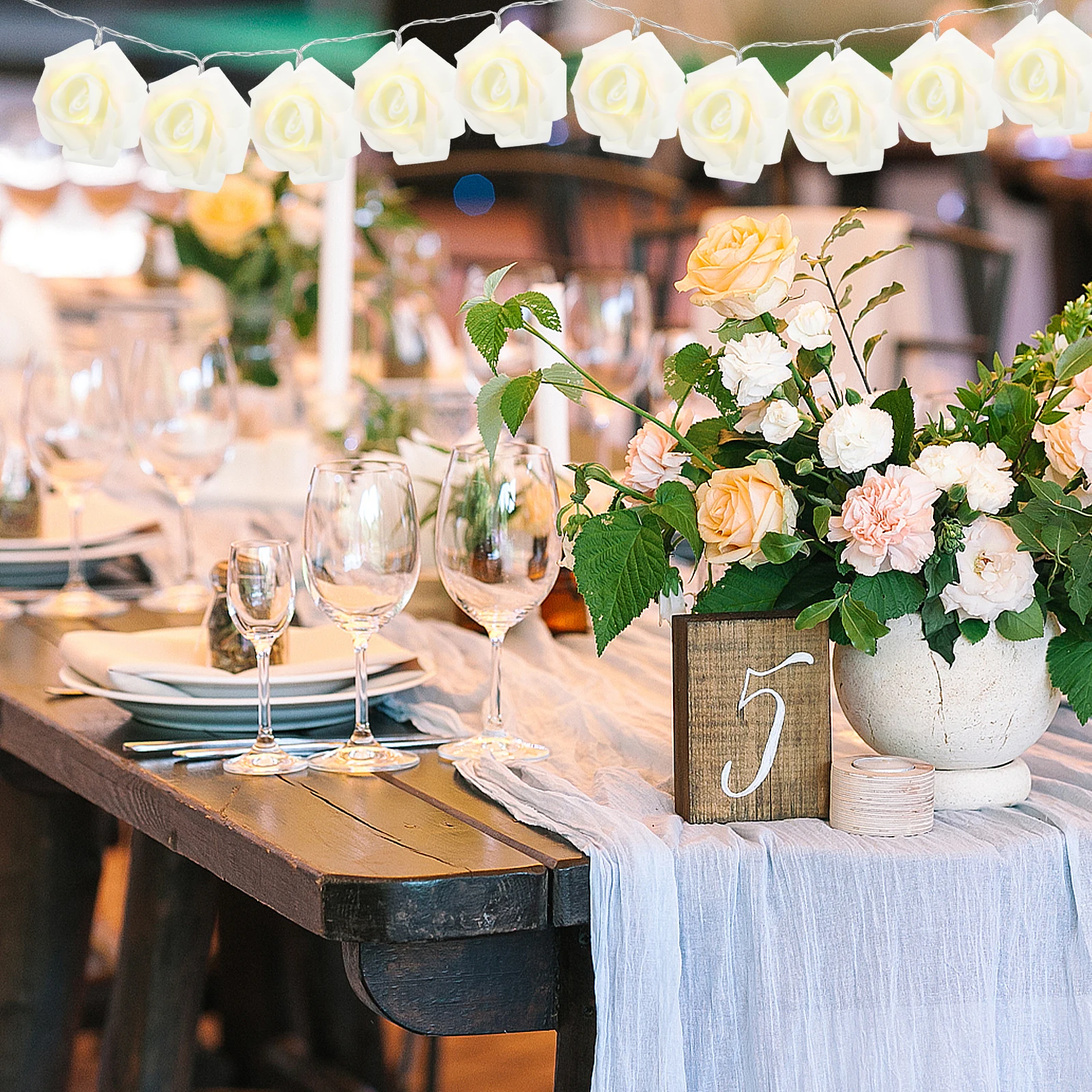 

Rose Flower String Light 3m 20LED for Wedding Festival Party Home Decor Bright Shiny Glitter Charming Holiday Atmosphere