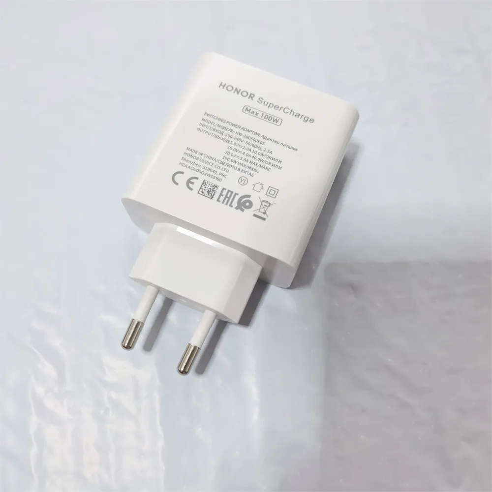 100W EU Charger For Honor 600 300 200 100 Pro Magic 9 8 7 6 Pro V5 V6 Supercharge Fast Charge Wall Power Adapter 6A Type C Cable