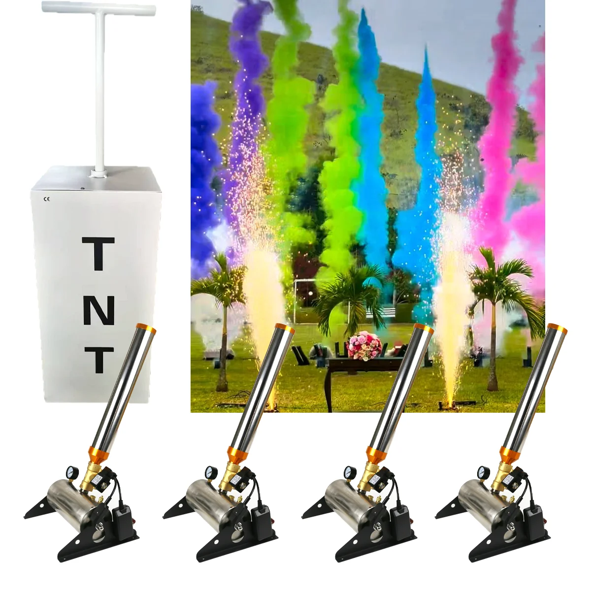 Creative Celebration Baby Shower Gender Reveal Idea Color Smoke Bombs Machine Baby Shower 1st Birth Event Party Pink Blue Boy FX