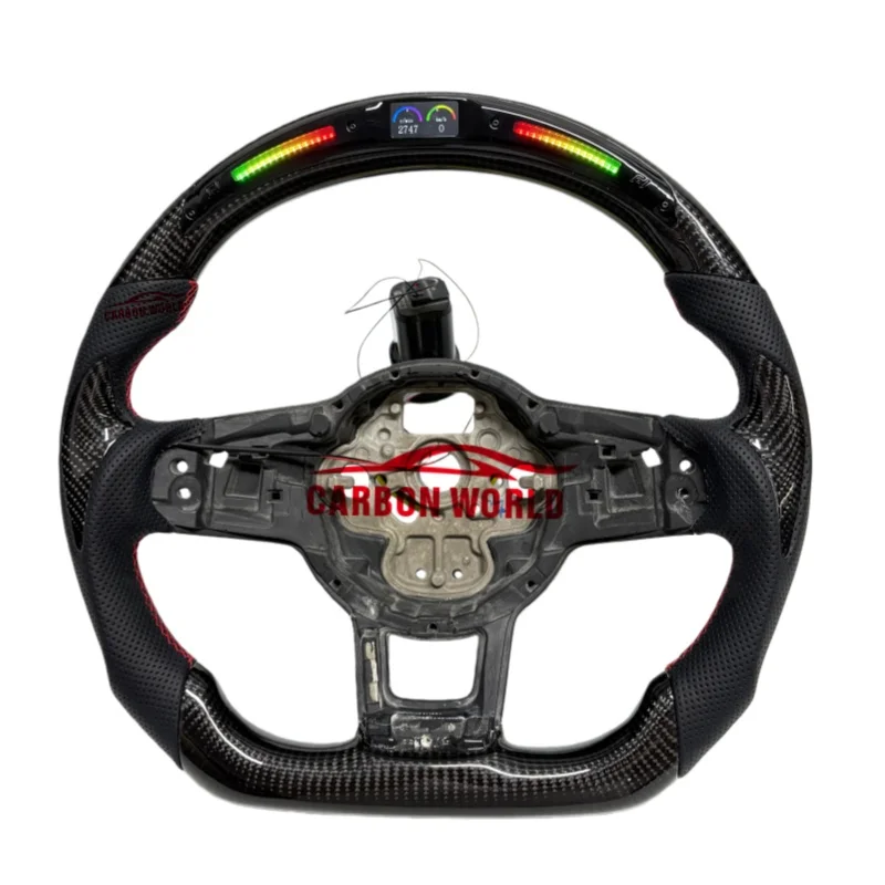 

Руль из углеродного волокна, кожаный светодиодный, подходит для Volkswagen Golf MK7 MK6 MK5 MK4 GTI GTS GTD GTE R Passat CC R-Line