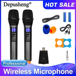 Wireless Microphone Depusheng DX6 UHF Dual Channel System Two Handheld Mic With Echo Treble Bass Bluetooth For Family Outdoor