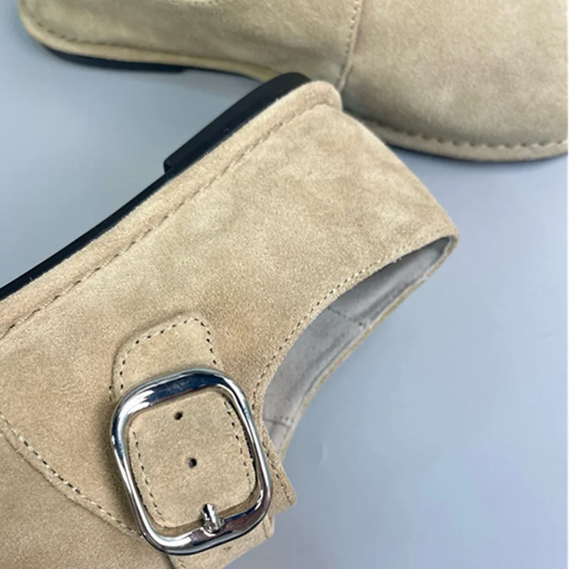 Withered French Lazy Retro Handmade Cowhide Flat Shoes Retro Round Toe Soft And Comfortable Loafers Shoes Women Summer Shoes