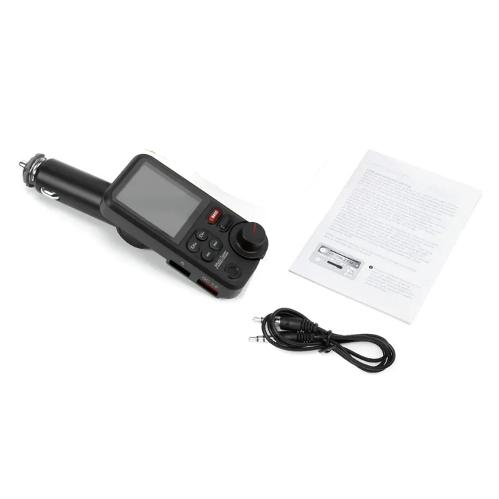 1,8-дюймовый автомобильный радиоприемник с громкой связью, высокие басы, Bluetooth-совместимый адаптер для быстрой зарядки, FM-передатчик, модулятор, авто Aux-радио