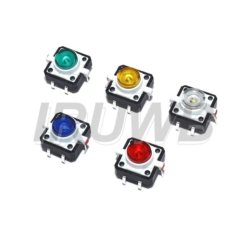 5PCS 5 Color 12X12X7.3mm 12*12*7.3mm 12X12X7.3 Tactile Push Button Switch Momentary Tact LED