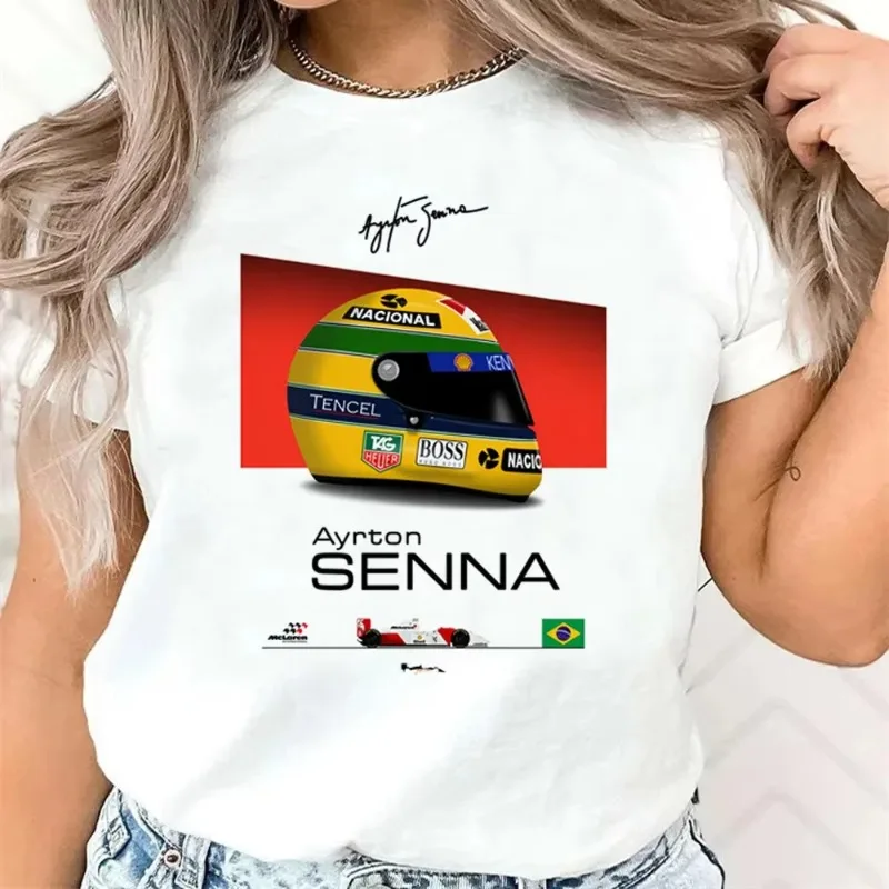 Ayrton Senna Women's T-Shirt Harajuku Style Digital Women's Graphic Breath Street Style T-Shirt 2000s Kawaii Style Graphic Y2K