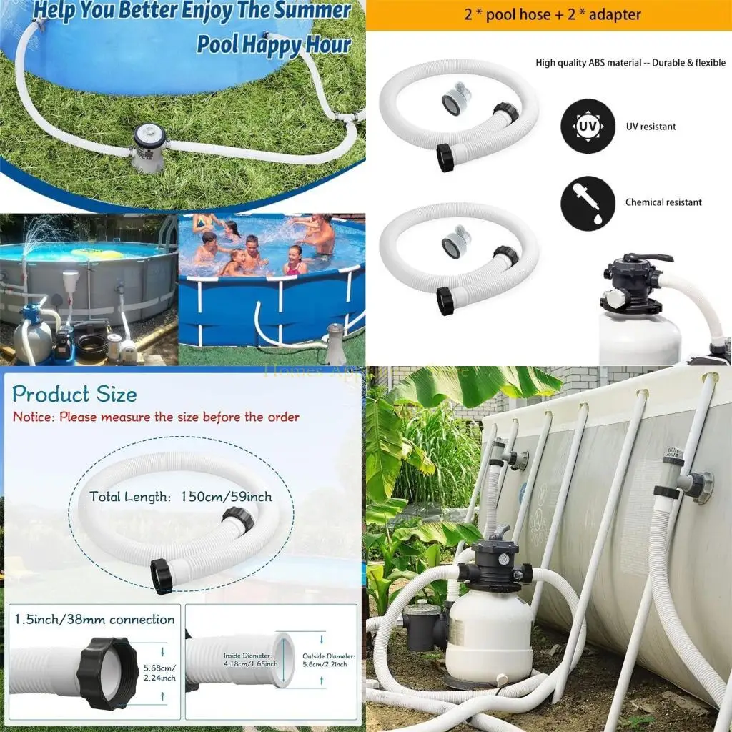 

D0AB Above Ground Pool Hoses Replacement 59Inches Fit for Pool Saltwater Systems