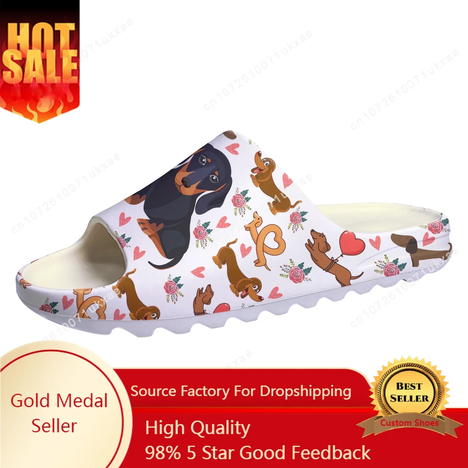 

Cute Dachshund Print Soft Sole Sllipers Home Clogs Pet Dog Step On Water Shoes Mens Womens Teenager Step in Customized Sandals