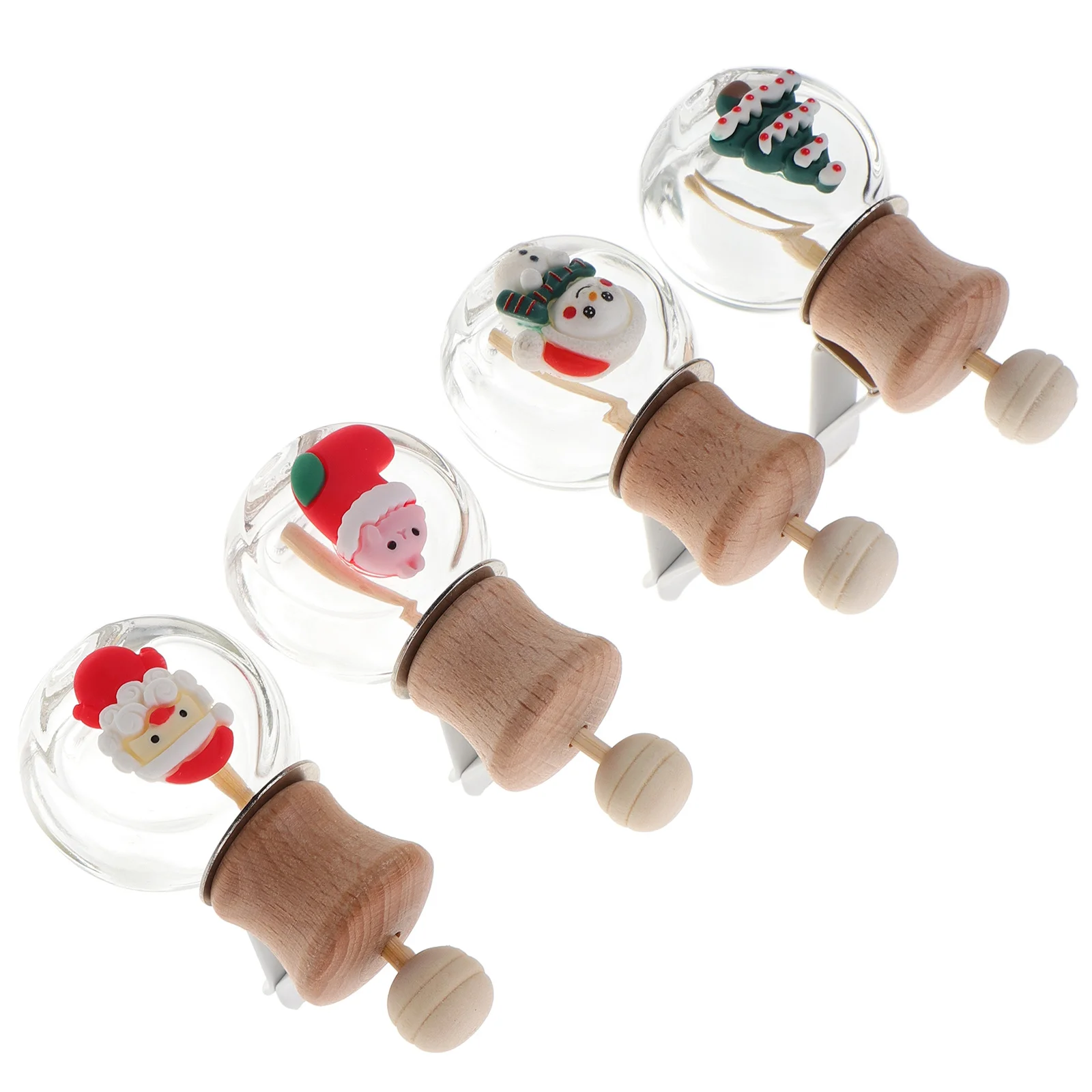 

4pcs Car Vent Diffusers Aromatherapy Glass Wood Christmas Air Freshener Ornament For Car Home Office Essential Oil Holder