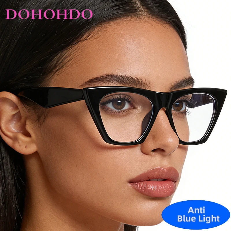 

Vintage Cat Eye Anti Blue Light Glasses Man Trendy Brand Designer Women Big Frame Reading Glasses For Office Work Lentes Очк