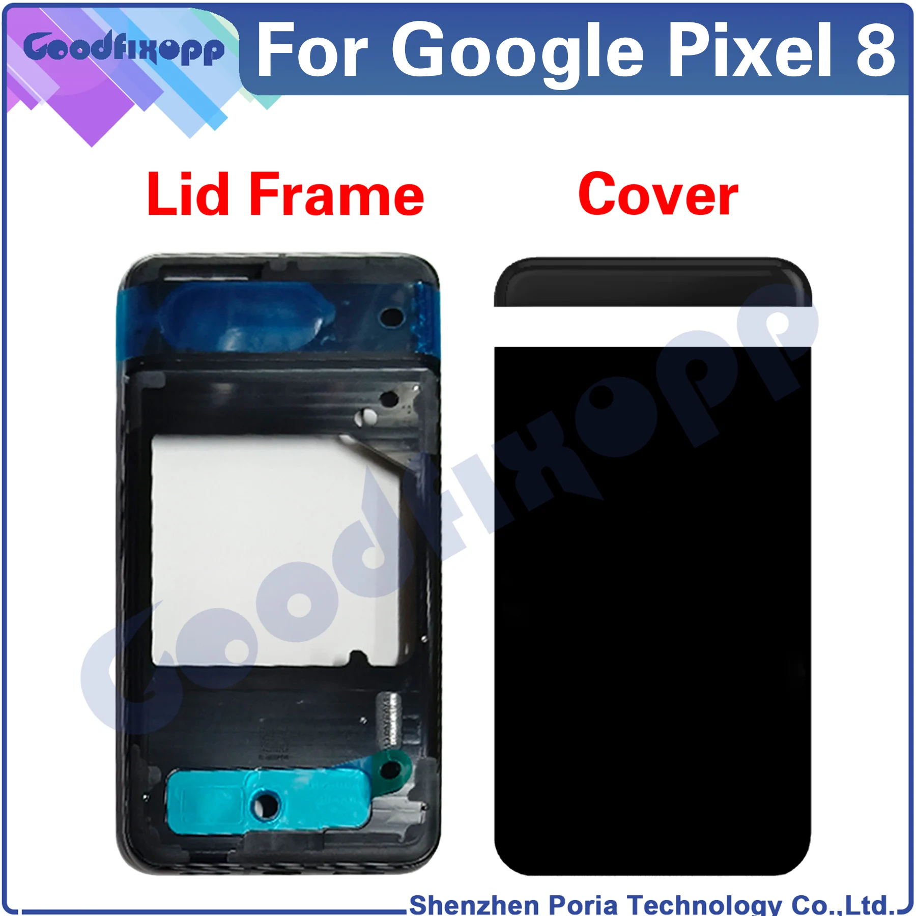 For Google Pixel 8 GKWS6 G9BQD Pixel8 Middle Frame Battery Lid Back Cover Rear Case Repair Parts Replacement