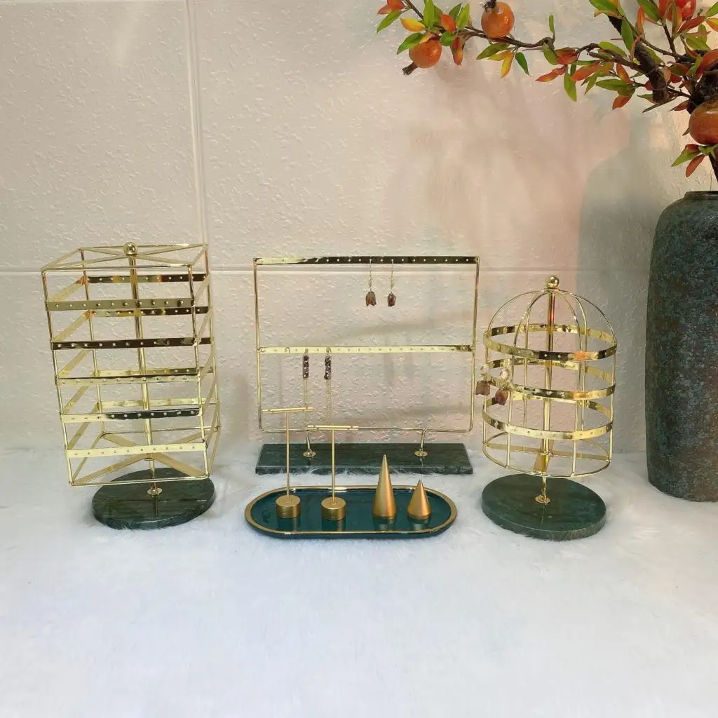 Marble earring rack plating creative rotating earring receive show studio household dresser