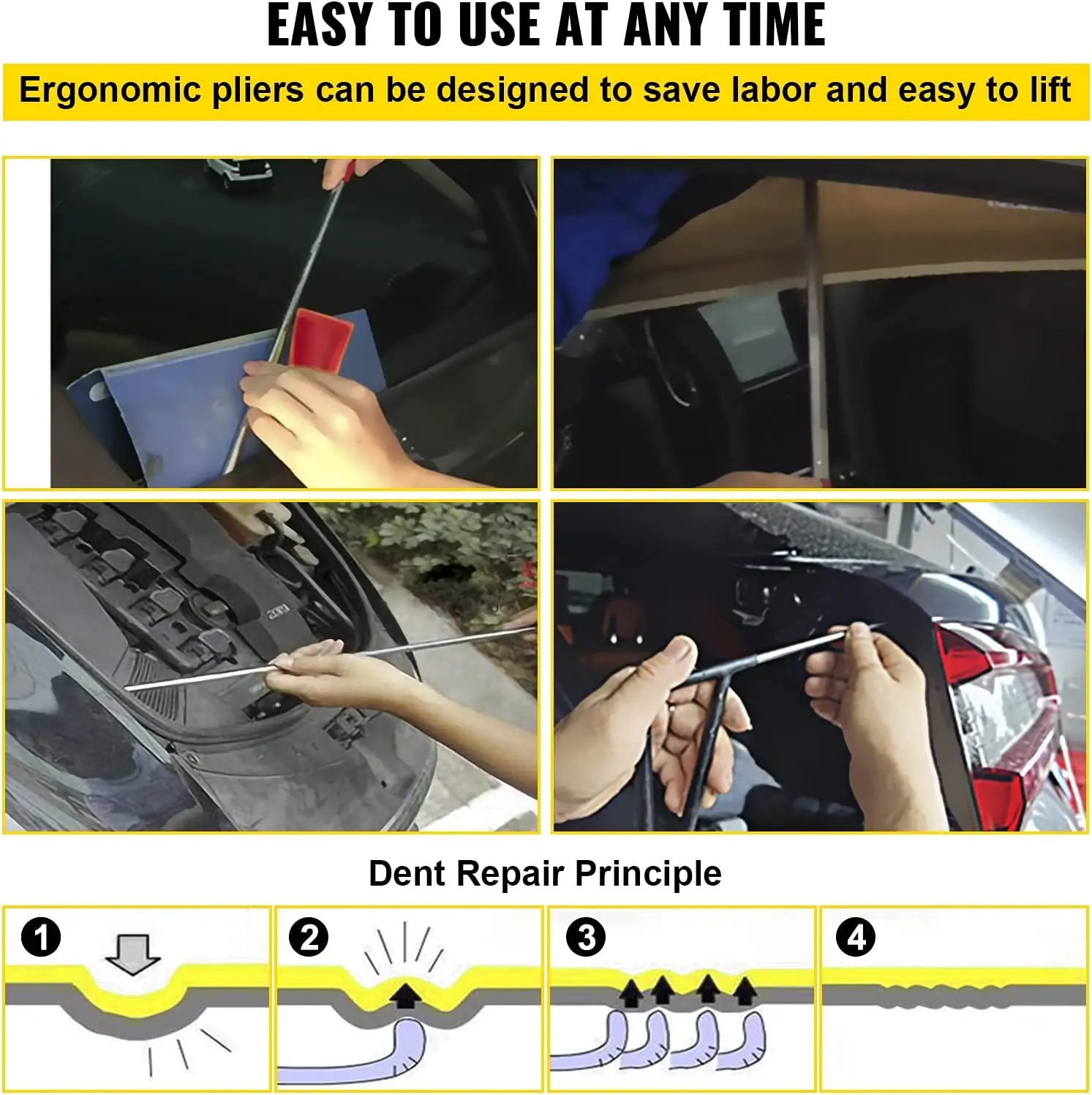 Auto Repair Tools Paintless Dent Removal Rod,Car Dent Removal Tools with Tap Down