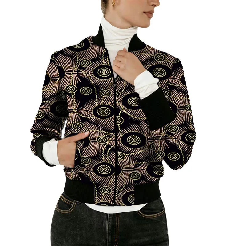 

Женская бейсбольная куртка в африканском стиле с принтом Анкара, короткий бомбер, уникальный образ, оригинальный дизайн