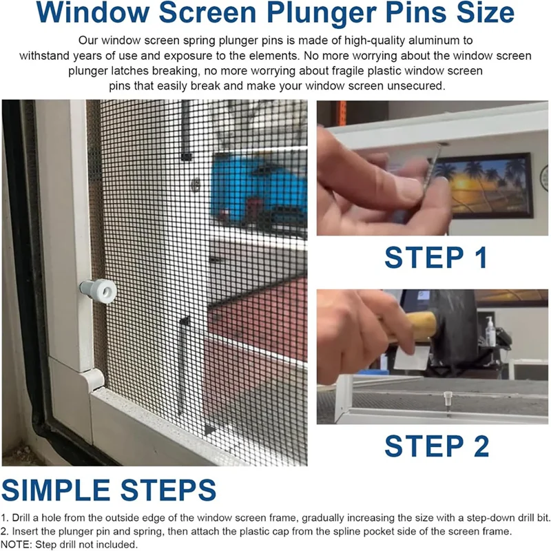 A24U 30 Pack Window Screen Plunger Latches 5/32 Inch X 1-1/2 Inch,For Aluminum Window Screens,Plunger Latch Clips