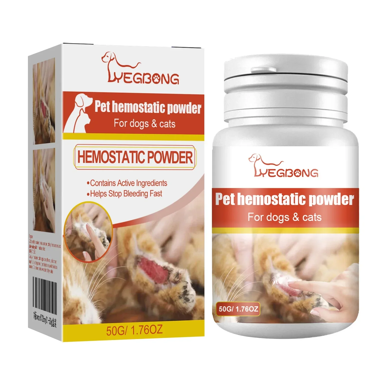Pet Care Powder - Cat Dog Skin Wound Cleaning Powder Pet Gentle Care Powder, Fast Acting Pet Wound Seal Powder for Dogs and Cats, Soothing First Aid Skin Repair Care Powder, Quick Clot Styptic Powder for Minor Scratches Cuts Paws Nail Trimming Bleeding