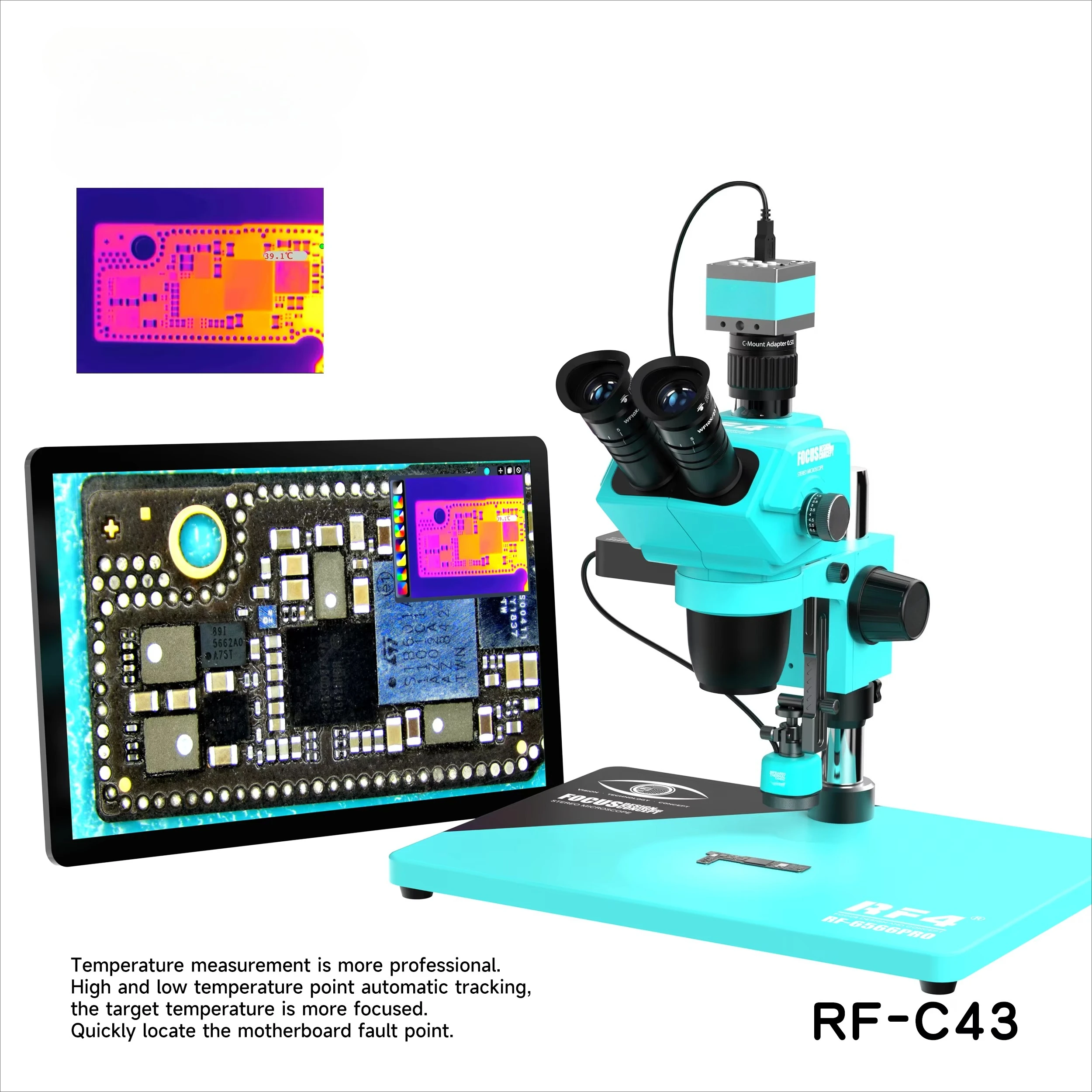RF4 New Microscope Thermal Imaging RF-C43 49,000 Temperature Measurement Points Industrial-grade Accuracy for Motherboard Repair