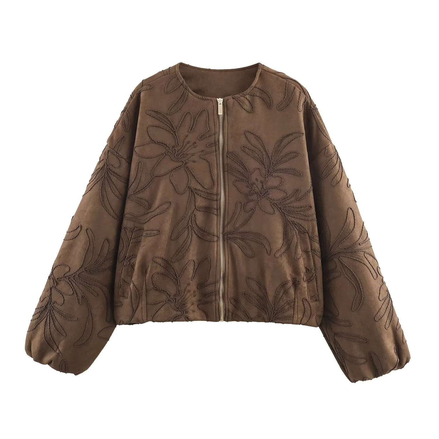 European and American Style 2025 Winter New Women's Casual Faux Fur Embroidered Pilot Jacket Coat