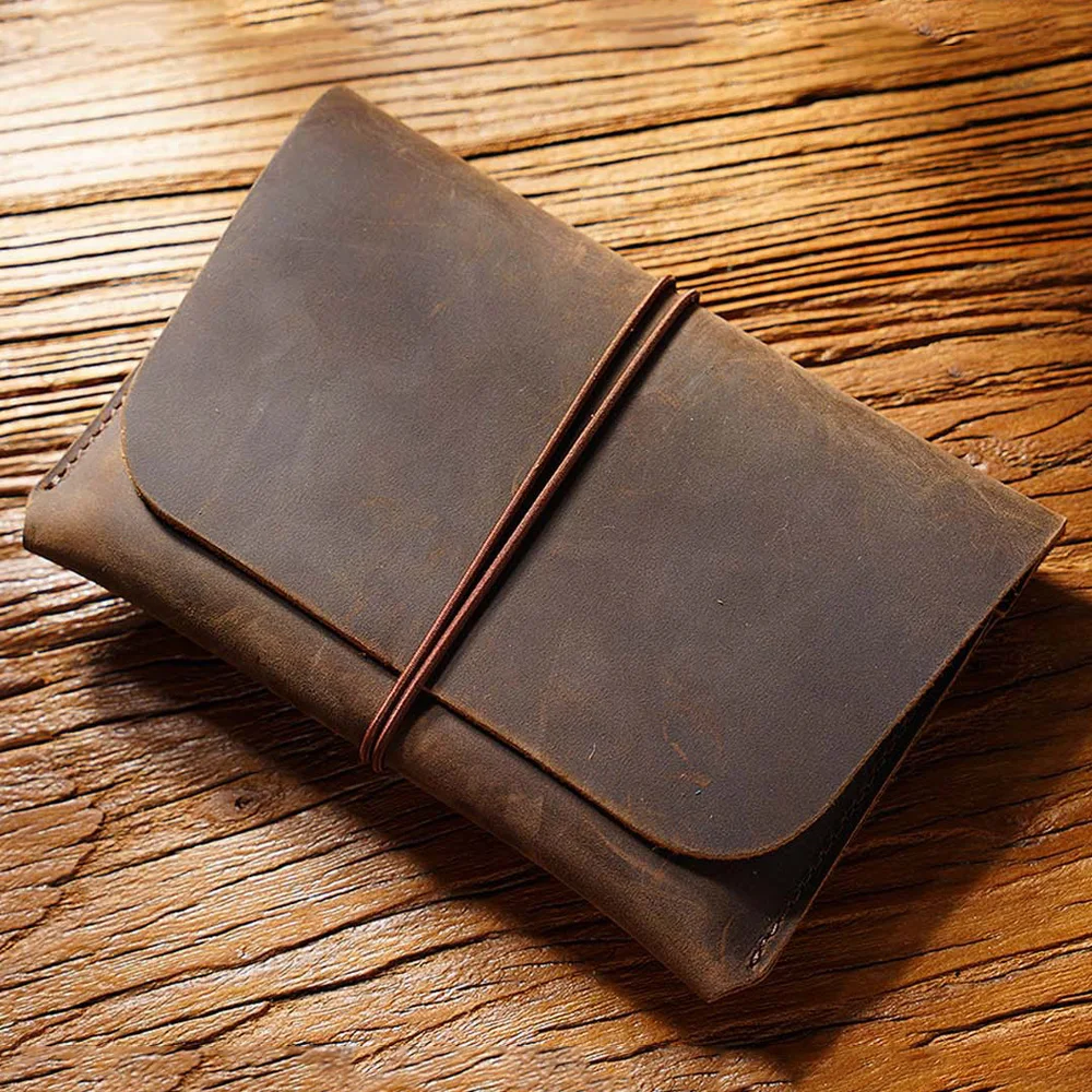 100% Handmade Genuine Leather Passport Cover Solid Strings Passport Holder Vintage Men Women Passport Case