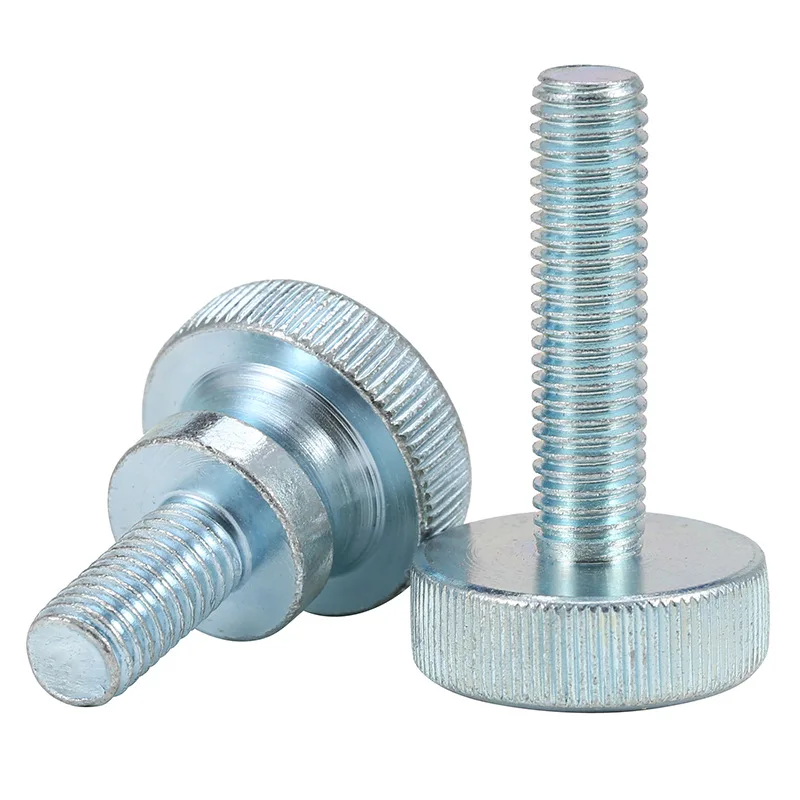 M3-M10 Zinc Plated Knurled Thumb Screws Grip Hand Tightening Knob Screws Metric Thread Bolt for Machinery Equipment Furniture