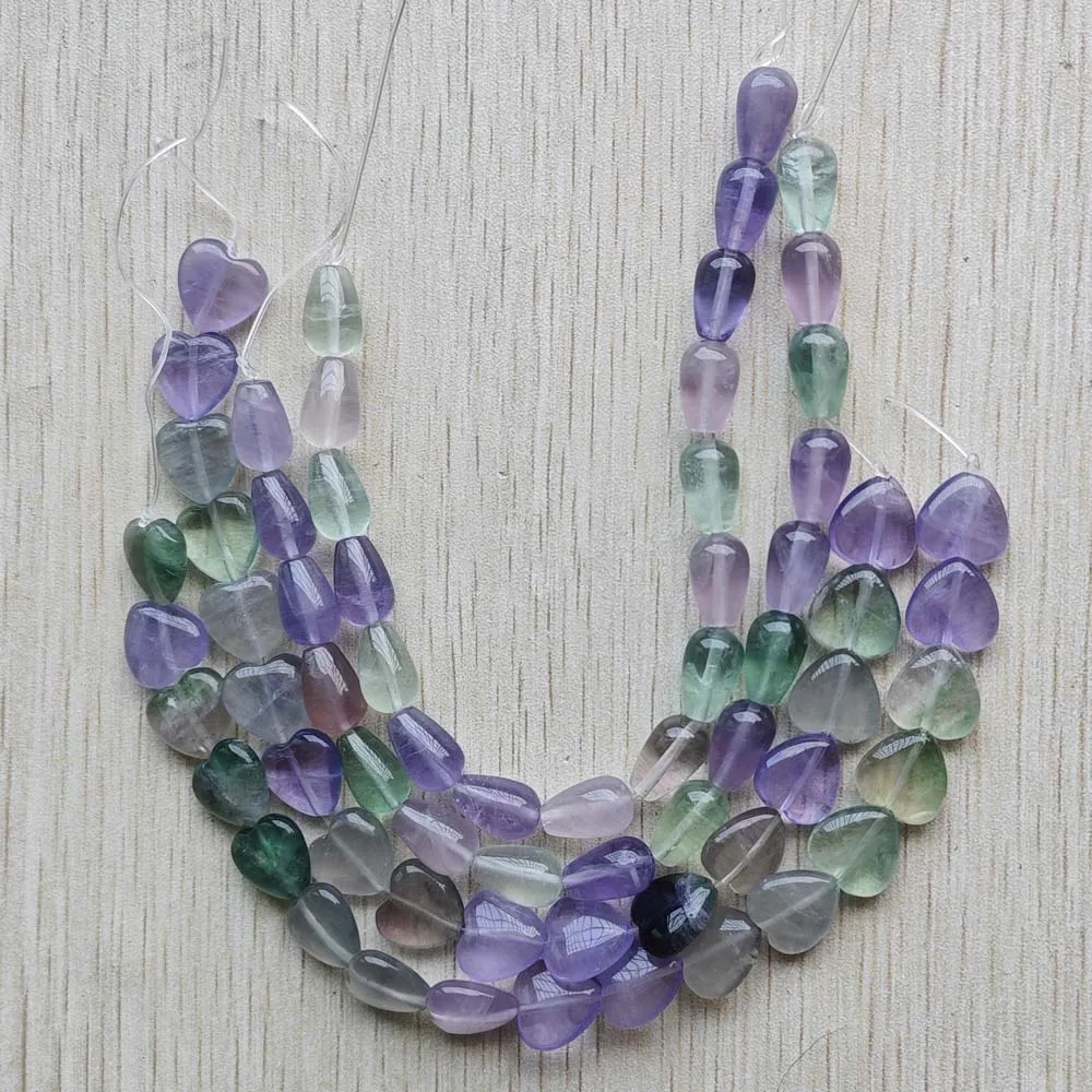 Natural Fluorite stone Fashion good quality heart drop beads for jewelry accessories making free shipping Wholesale 32pcs/lot