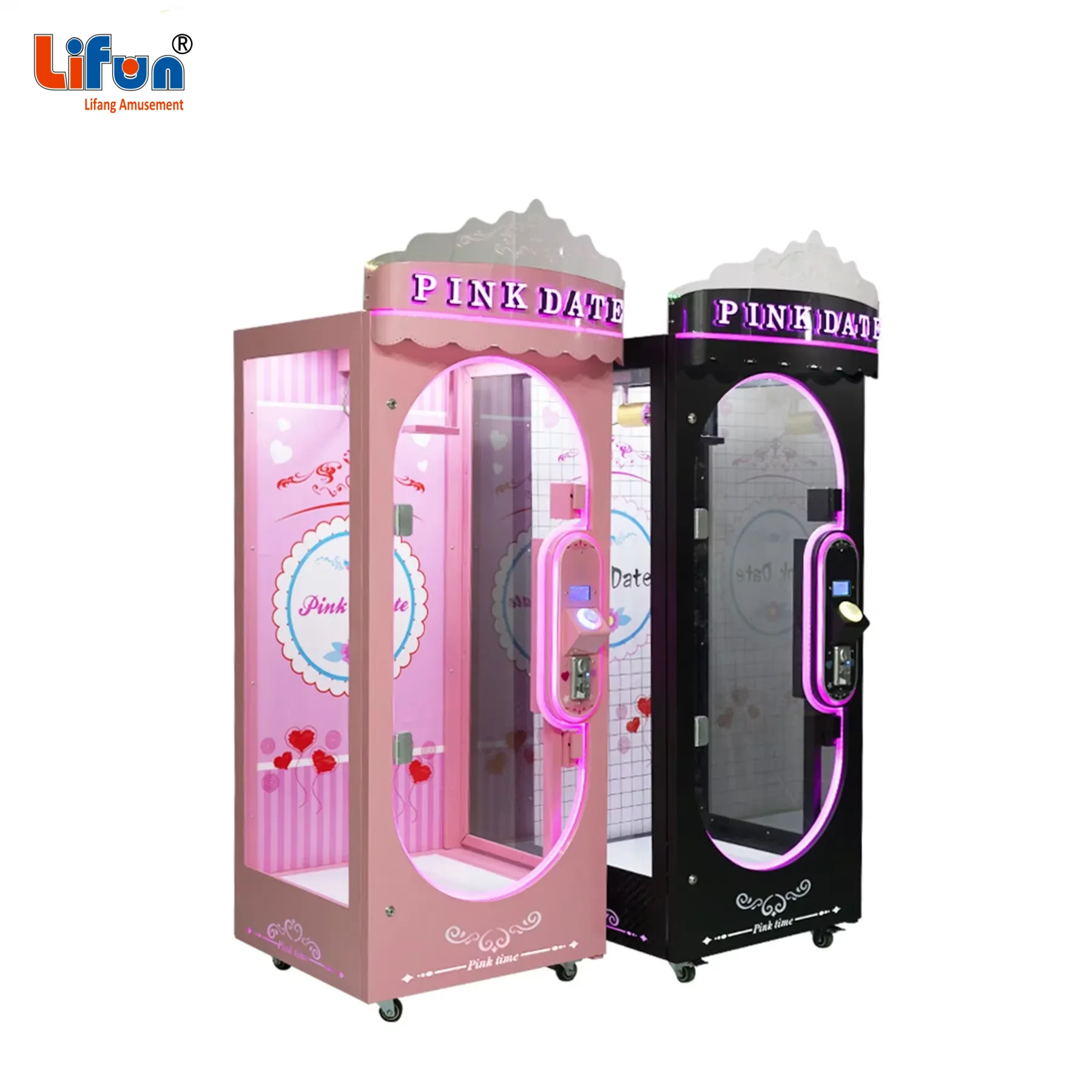 

Игровой автомат LIFUN Pink Date Mini Arcade для выдачи призов, работающий на монетах, с функцией вырезания призов и купюроприемником