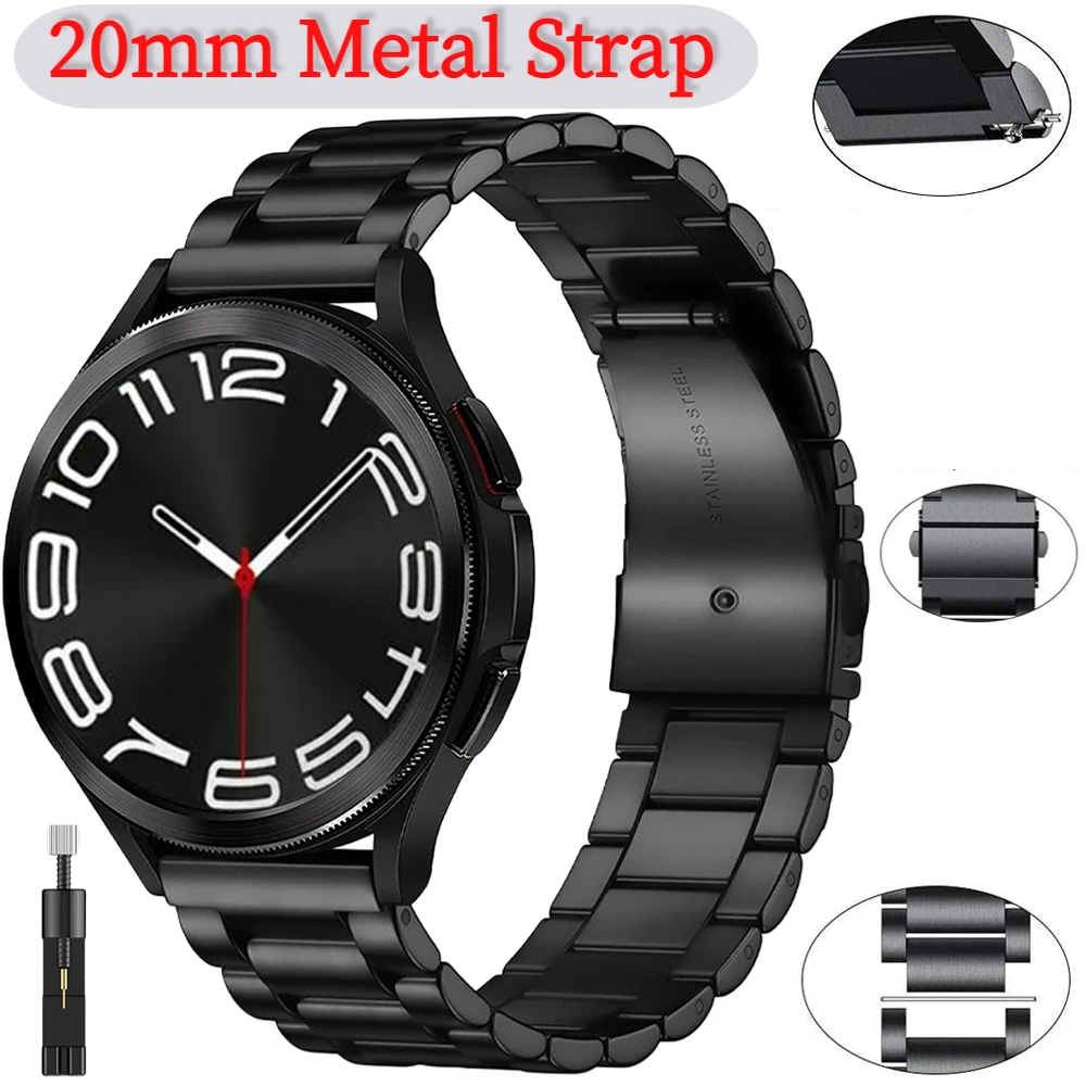 

20mm Stainless Steel Strap for Samsung Galaxy Watch 7/6/5/4 44mm 40mm/Classic 47mm 43mm 46mm 42mm Metal Bracelet Watch 5pro 45mm