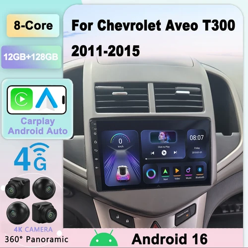 Radio de coche Android 16 Radio de coche para Chevrolet Aveo 2 Sonic T300 2011-2015 Radio de coche reproductor Multimedia navegación GPS CarPlay