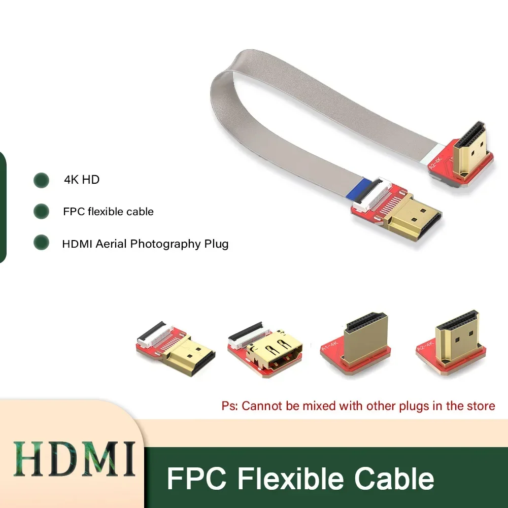 Wstążkowy płaski kabel FPV HDTV kompatybilny z HDMI-4K HD męski żeński adapter 90 stopni 5 cm-1 m FPC raster 20 pinów fotografia lotnicza przewód FFC
