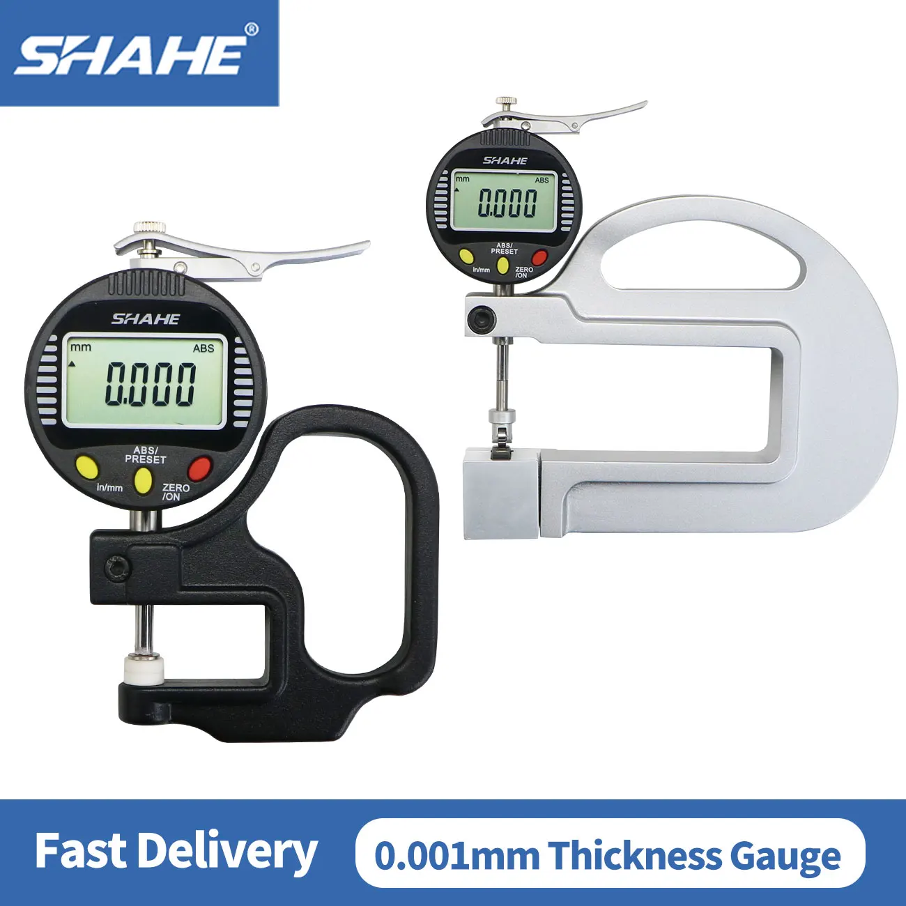 SHAHE 0.001mm 0-12.7mm Leather Thickness Gauge Digital Micron Thickness Gauge Meter