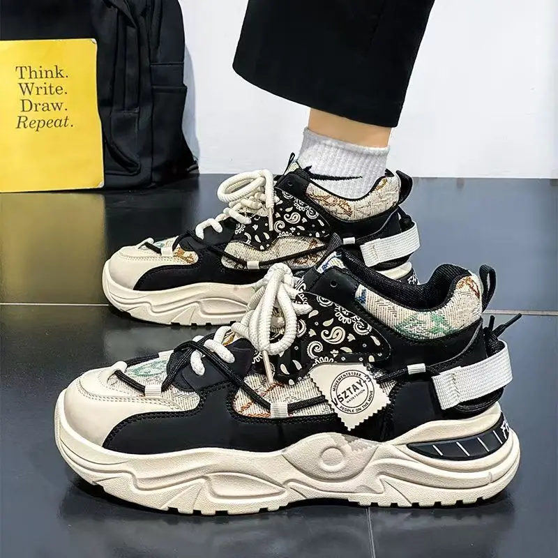 

Men's shoes, sports, teenagers' casual breathable running sports shoes, thick-soled anti-slip dad trendy shoes