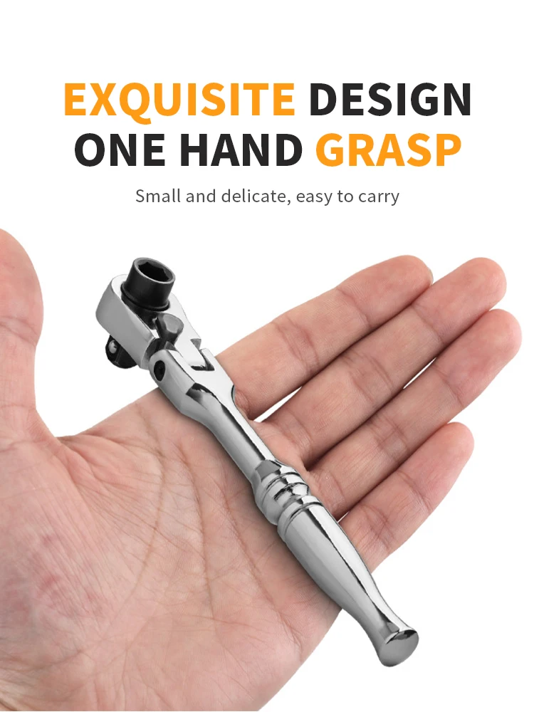 2 in 1 Mini Ratchet Wrench 1/4 Double Ended Adjustable Quick Spanner Tool Screwdriver Socket Wrench Repair Hand Tools