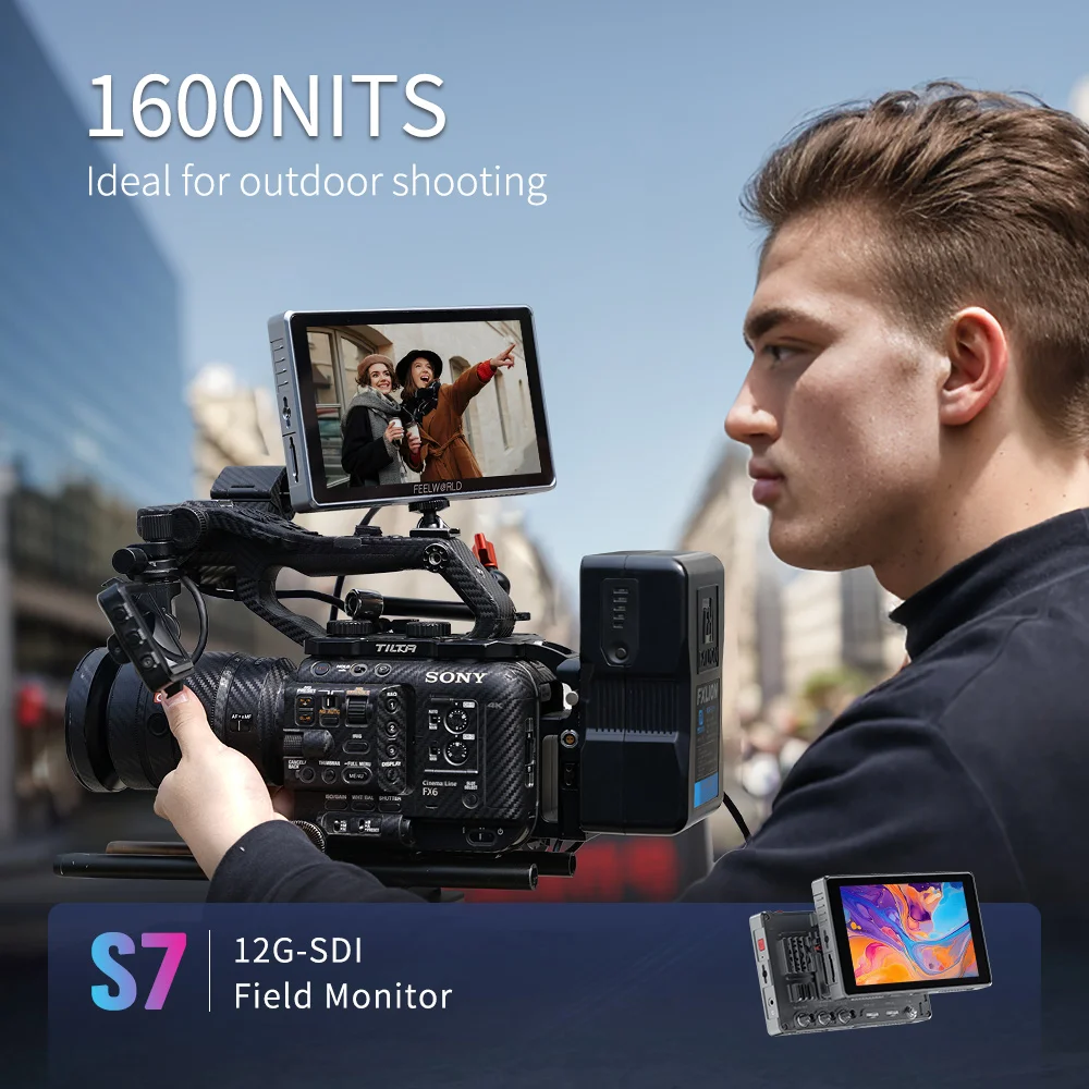 Monitor de câmera OEM FEELWORLD S7 personalizado 7 polegadas 1600nit Monitor de campo Touch Screen 12G-SDI HDMI2.0 Fabricante